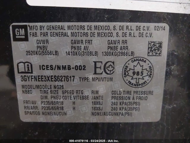 2014 CADILLAC SRX 3GYFNEE3XES627617 Photo 8