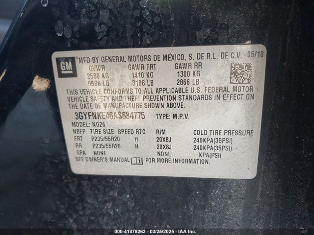 2010 CADILLAC SRX 3GYFNKE46AS634775 Photo 8