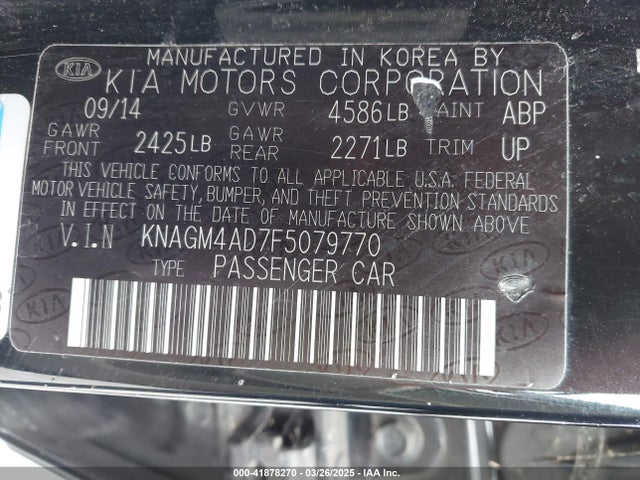 KIA mpi theta ii 2015 KNAGM4AD7F5079770 Image 9