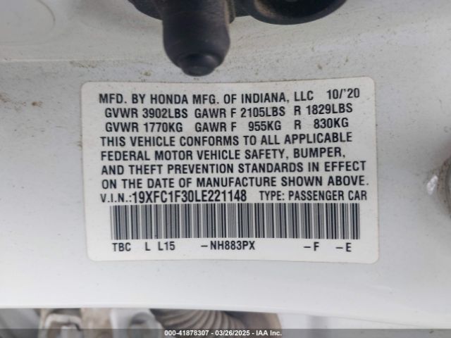 19XFC1F30LE221148 Honda CIVIC EX