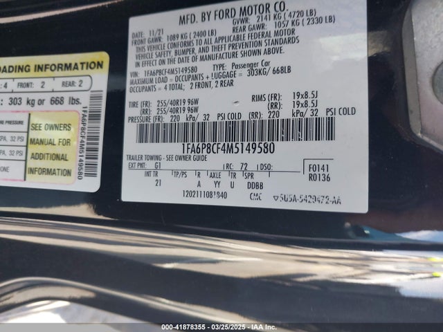 Ford Mustang Gt Fastback 2021 1FA6P8CF4M5149580 Image 9