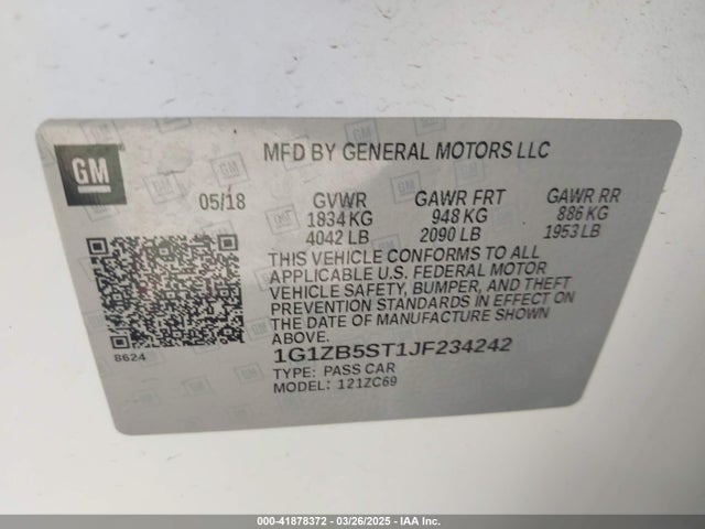 1G1ZB5ST1JF234242 Chevrolet Malibu 1ls