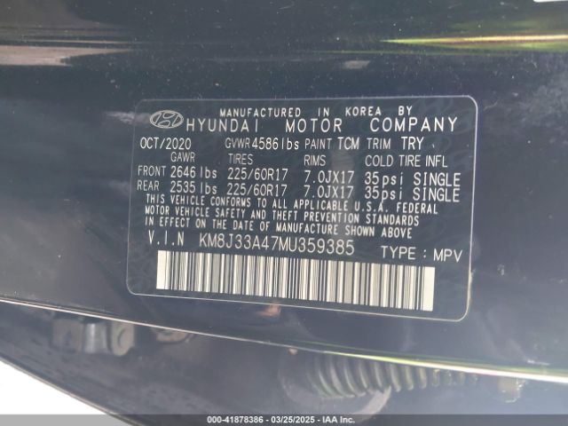 KM8J33A47MU359385 Hyundai Tucson Value
