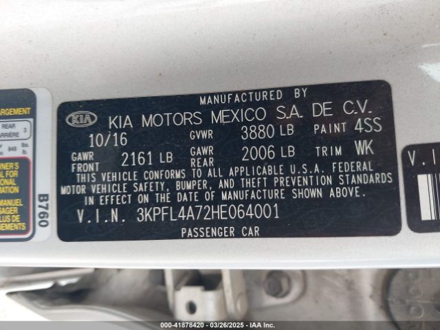 3KPFL4A72HE064001 KIA FORTE LX