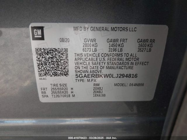 5GAERBKW0LJ294816 Buick Enclave Fwd Essence