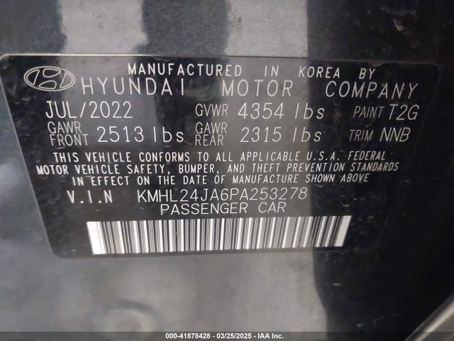 KMHL24JA6PA253278 Hyundai SONATA SE