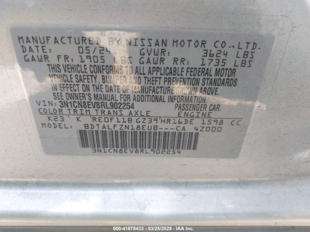 3N1CN8EV8RL902254 Nissan Versa 1.6 Sv
