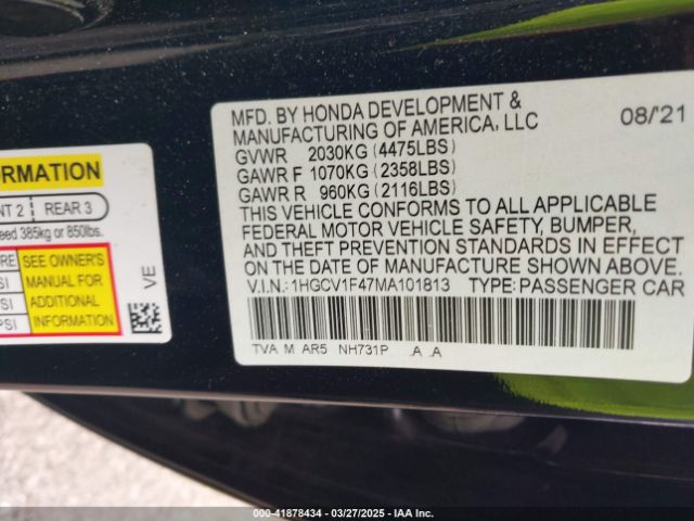 1HGCV1F47MA101813 Honda Accord Sport Special Edition
