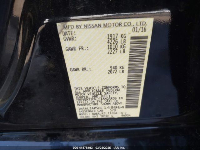 1N4AL3AP5GC149964 Nissan Altima 2.5 Sl