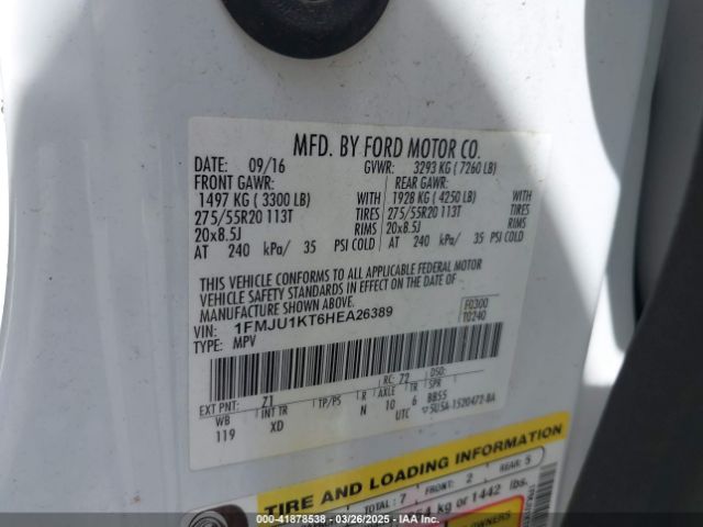 1FMJU1KT6HEA26389 Ford Expedition Limited