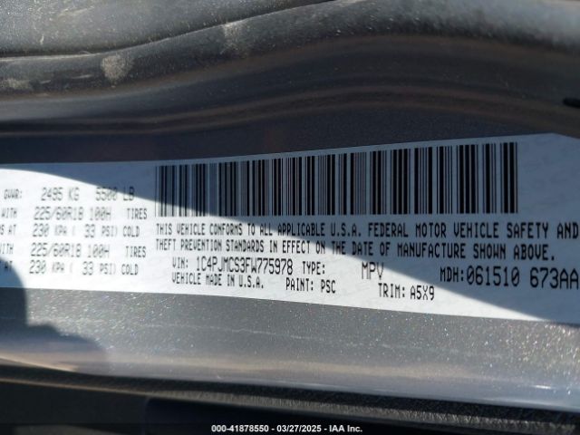 1C4PJMCS3FW775978 Jeep Cherokee Latitude Altitude