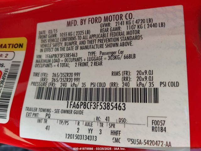 2015 FORD MUSTANG 1FA6P8CF3F5385463 Photo 8