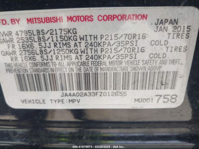 JA4AD2A33FZ012655 Mitsubishi Outlander Es