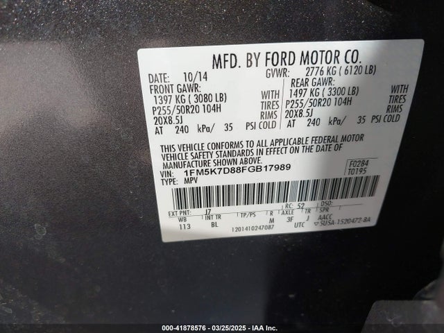 1FM5K7D88FGB17989 Ford 2015