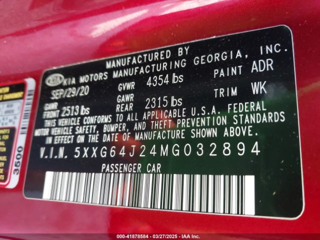 5XXG64J24MG032894 KIA K5 Gt-line