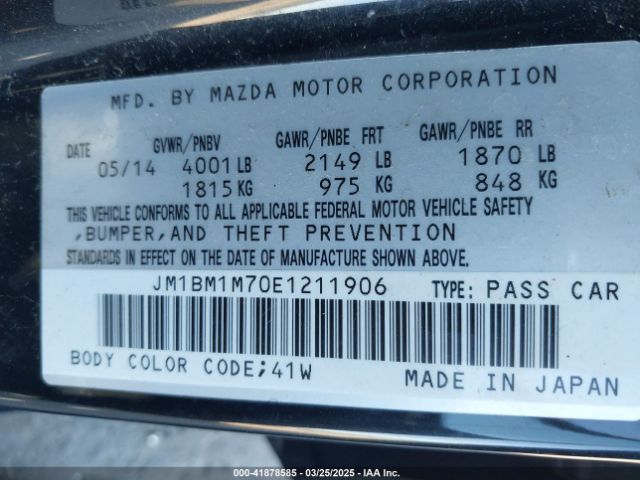 JM1BM1M70E1211906 Mazda Mazda3 I Grand Touring
