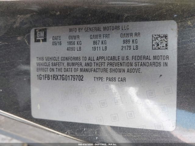 1G1FB1RX7G0179702 Chevrolet Camaro 1lt