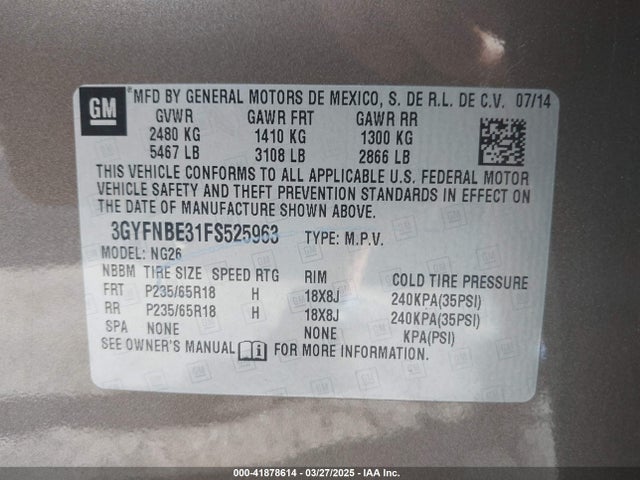2015 CADILLAC SRX 3GYFNBE31FS525963 Photo 8