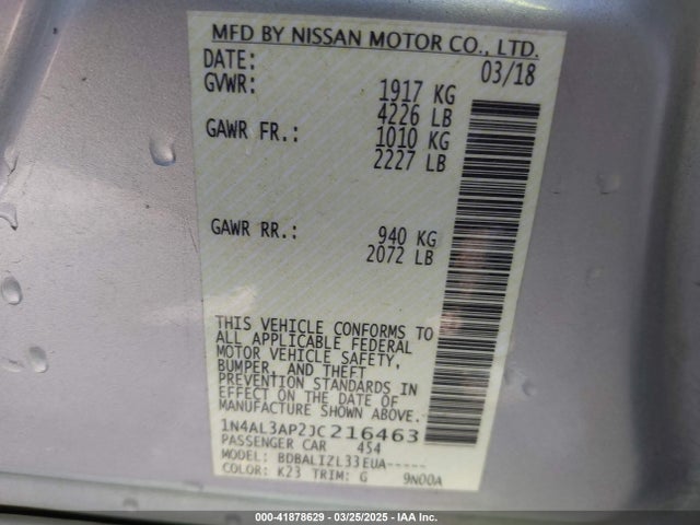 Nissan Altima 2.5 Sv 2018 1N4AL3AP2JC216463 Image 9
