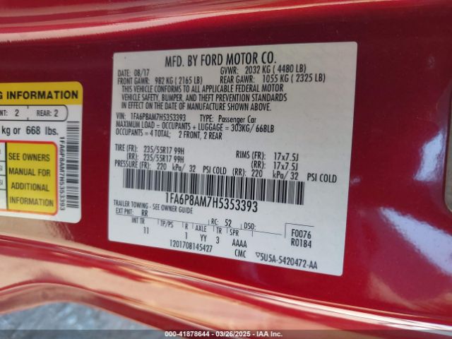 1FA6P8AM7H5353393 Ford Mustang V6