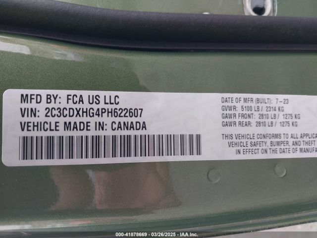 2C3CDXHG4PH622607 Dodge CHARGER GT