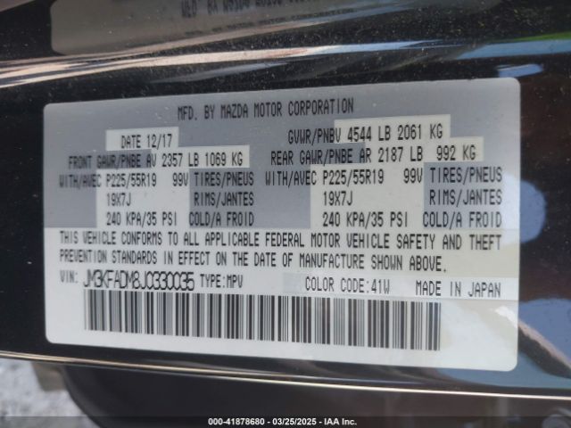 JM3KFADM8J0330035 Mazda Cx-5 Grand Touring