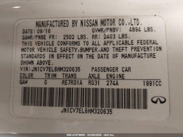 JN1CV7EL6HM320635 Infiniti Q60 2.0t Premium