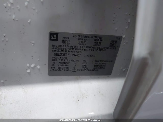 Chevrolet Suburban Ltz 2016 1GNSKJKC7GR244807 Image 9