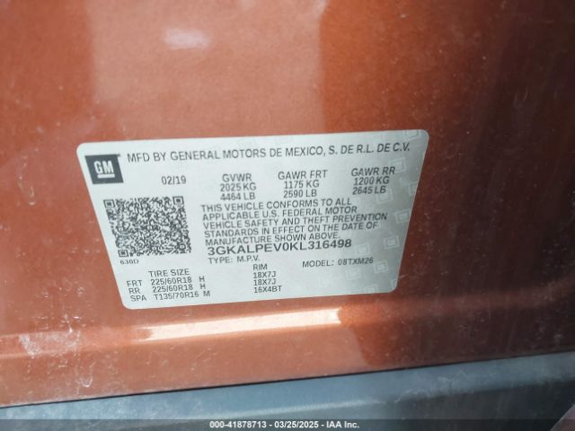3GKALPEV0KL316498 GMC Terrain Slt