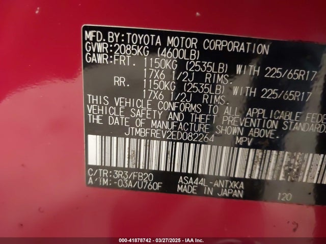 JTMBFREV2ED082264 Toyota RAV4 LE