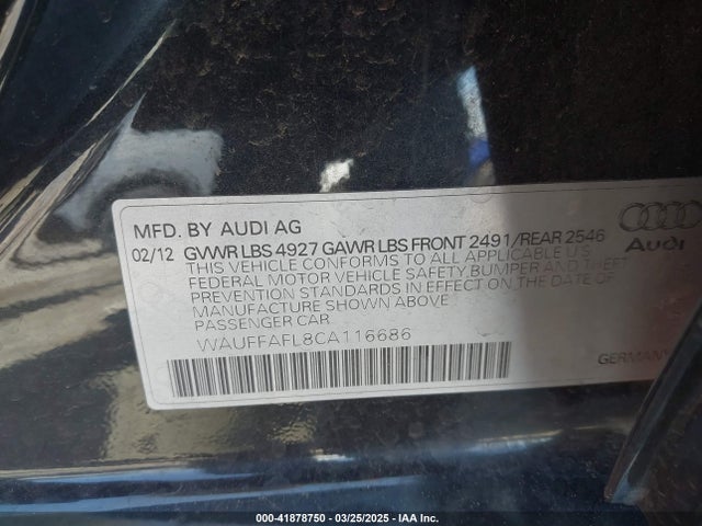 2012 AUDI A4 WAUFFAFL8CA116686 Photo 8