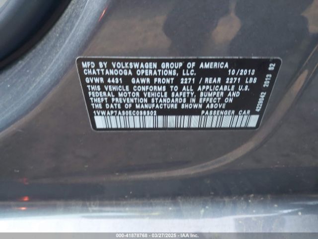 1VWAP7A30EC038302 Volkswagen Passat 2.5l S