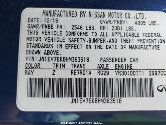 JN1EV7EK8HM363518 Infiniti Q60 3.0t Sport
