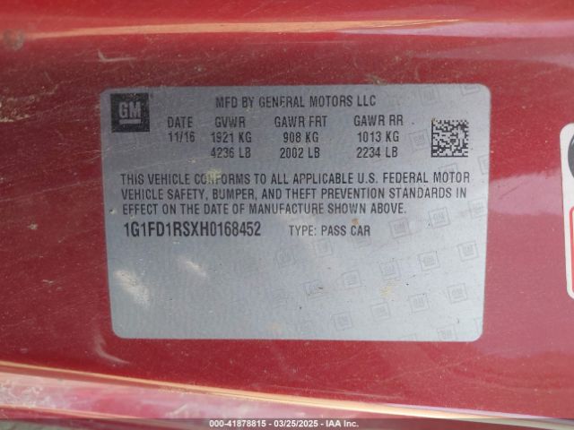 2017 CHEVROLET CAMARO 1G1FD1RSXH0168452 Photo 8
