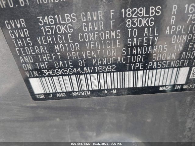 3HGGK5G44JM716592 Honda FIT LX