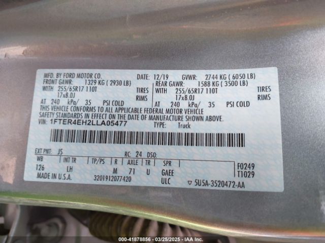 1FTER4EH2LLA05477 Ford Ranger Xlt