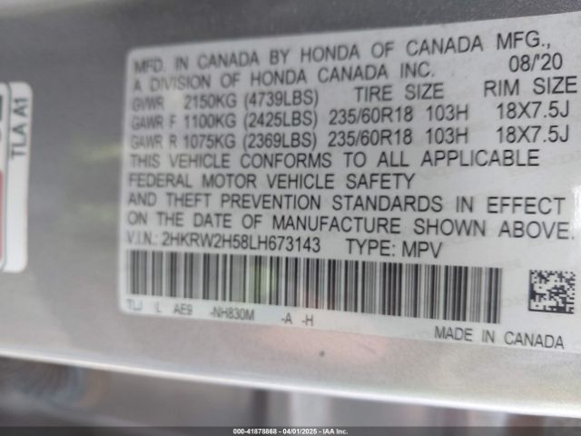 2020 HONDA CR-V 2HKRW2H58LH673143 Photo 8