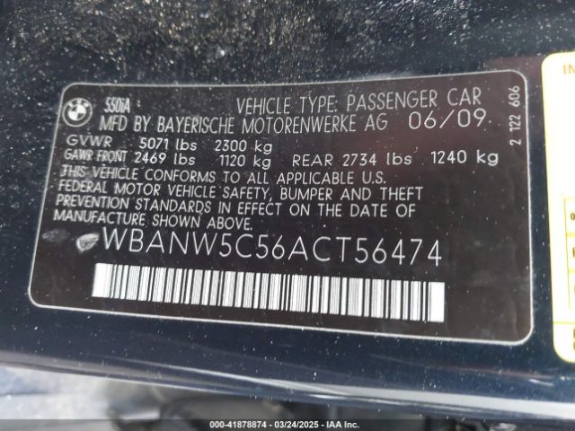 2010 BMW 550I WBANW5C56ACT56474 Photo 8
