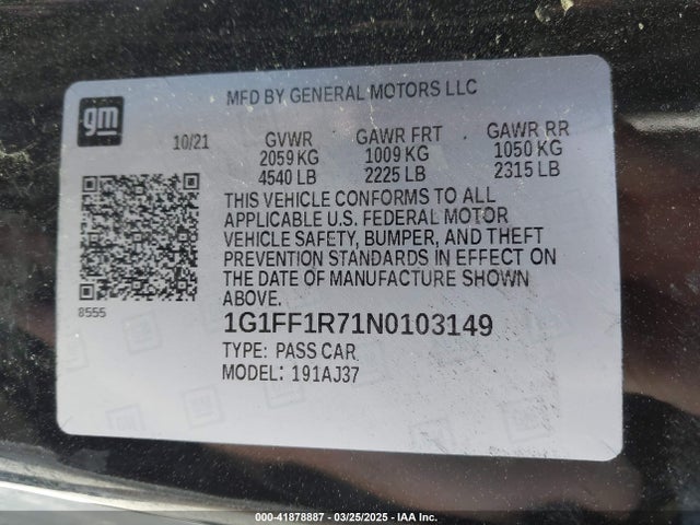 1G1FF1R71N0103149 Chevrolet Camaro Rwd  1ss