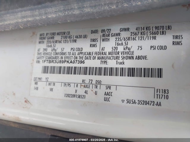 1FTBR3U89PKA07396 Ford Transit-250 Cargo Van