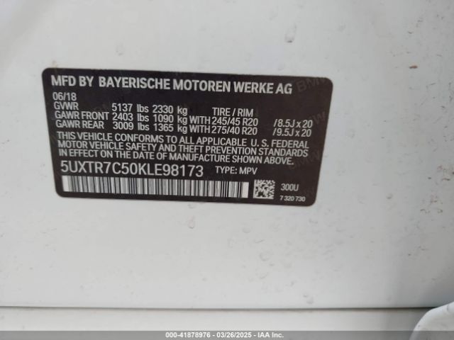 5UXTR7C50KLE98173 BMW X3 Sdrive30i