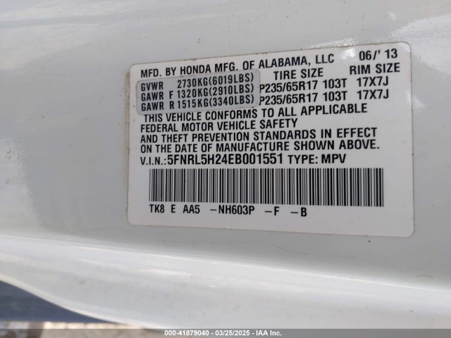 Honda ODYSSEY LX 2014 5FNRL5H24EB001551 Image 9