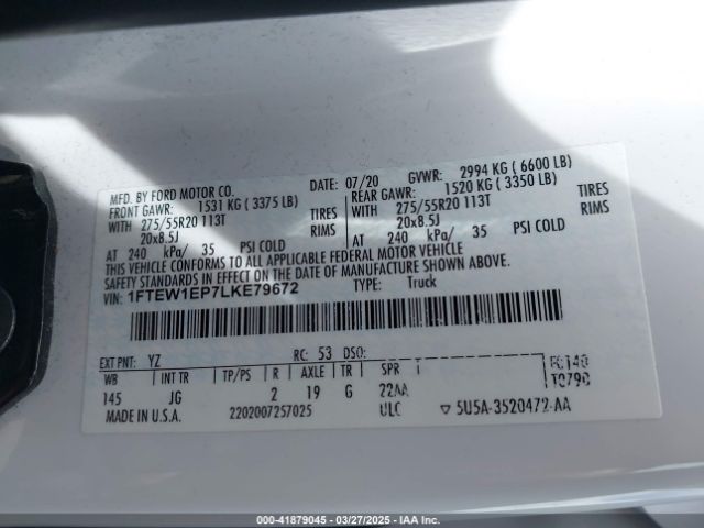 1FTEW1EP7LKE79672 Ford F-150 Xl