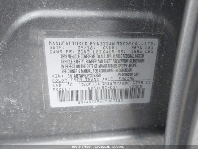 Nissan SENTRA S 2018 3N1AB7AP6JY307850 Image 9