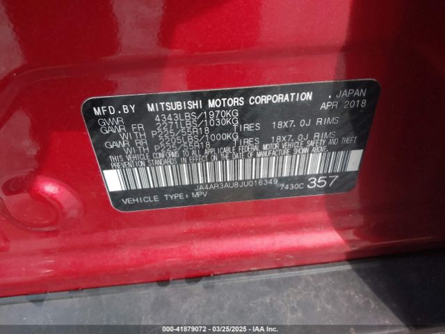 JA4AR3AU8JU016349 Mitsubishi Outlander Sport 2.0 Es