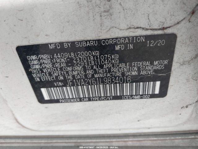 2020 SUBARU WRX STI JF1VA2Y61L9834016 Photo 8