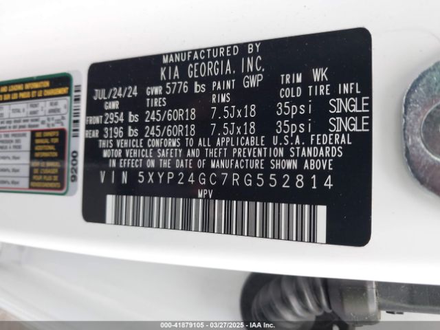 5XYP24GC7RG552814 KIA Telluride Lx