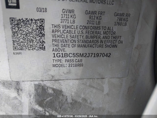 1G1BC5SM2J7197042 Chevrolet Cruze Ls Auto