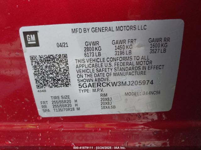 5GAERCKW3MJ205974 Buick Enclave Fwd Premium
