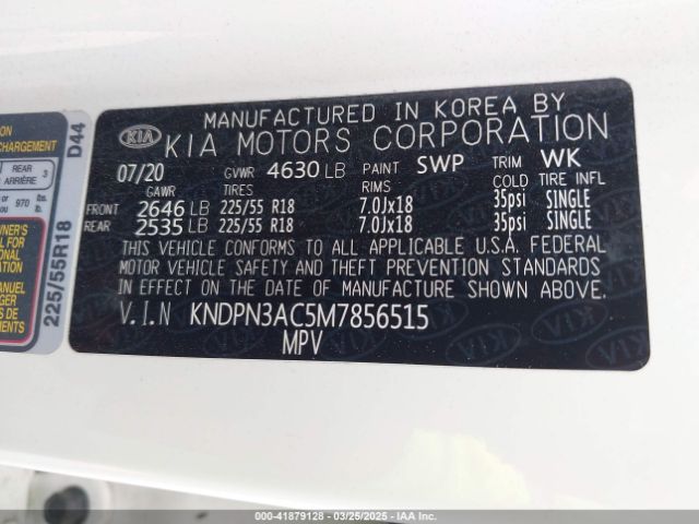 KNDPN3AC5M7856515 KIA Sportage Ex